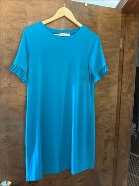 Michael Kors Turquoise Ruffle Sleeve Shift Dress